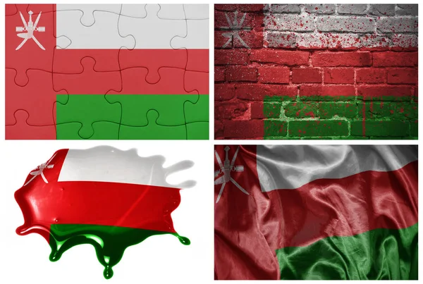 Nationale Bunte Realistische Fahne Von Oman Verschiedenen Stilen Und Mit — Stockfoto