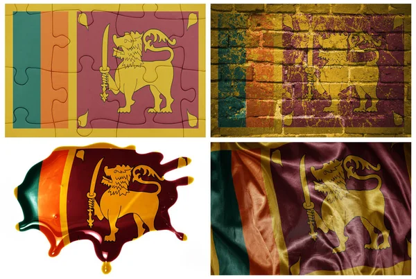 National Colorful Realistic Flag Sri Lanka Different Styles Different Textures — Stock Photo, Image