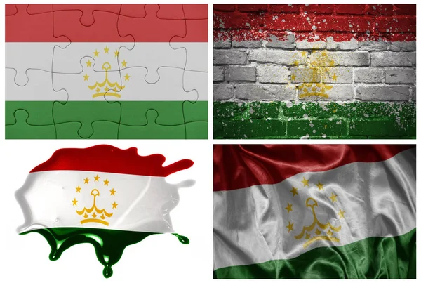 Bandera Nacional Colorido Realista Tayikistán Diferentes Estilos Con Diferentes Texturas — Foto de Stock
