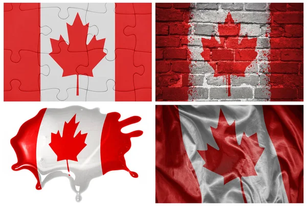 Narodowe Kolorowe Realistyczne Flagi Kanady Różnych Stylach Różnych Fakturach Białym — Zdjęcie stockowe