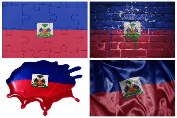 National Colorful Realistic Flag Haiti Different Styles Different Textures White — Stock Photo, Image