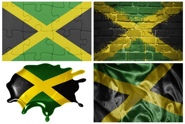 Bandeira Realista Colorida Nacional Jamaica Diferentes Estilos Com Diferentes Texturas — Fotografia de Stock