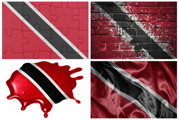 Bandera Nacional Colorido Realista Trinidad Tobago Diferentes Estilos Con Diferentes — Foto de Stock