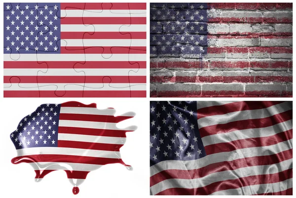 Narodowe Kolorowe Realistyczne Flagi Stanów Zjednoczonych Ameryki Różnych Stylach Różnych — Zdjęcie stockowe