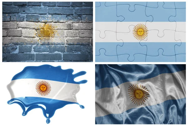 Bandera Nacional Colorida Realista Argentina Diferentes Estilos Con Diferentes Texturas —  Fotos de Stock