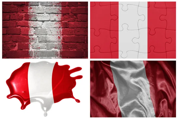 Nationella Färgglada Realistiska Flagga Peru Olika Stilar Och Med Olika — Stockfoto