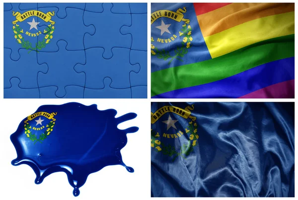Цветной Реалистичный Флаг Невады Разных Стилях Разными Текстурами Белом Фоне — стоковое фото