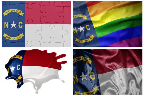 Colorful Realistic Flag North Carolina State Different Styles Different Textures — Stock Photo, Image