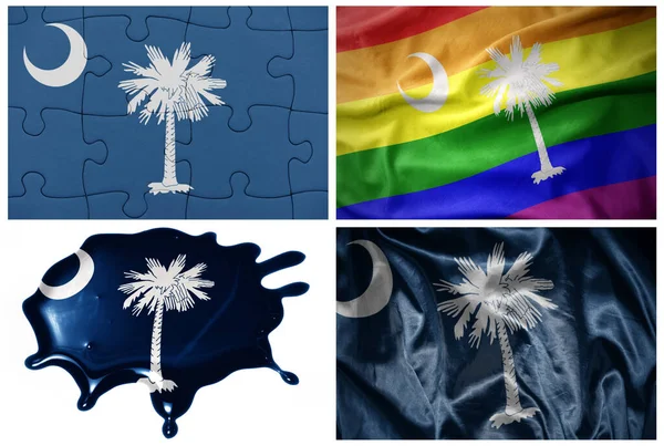 Colorful Realistic Flag South Carolina State Different Styles Different Textures — Stock Photo, Image