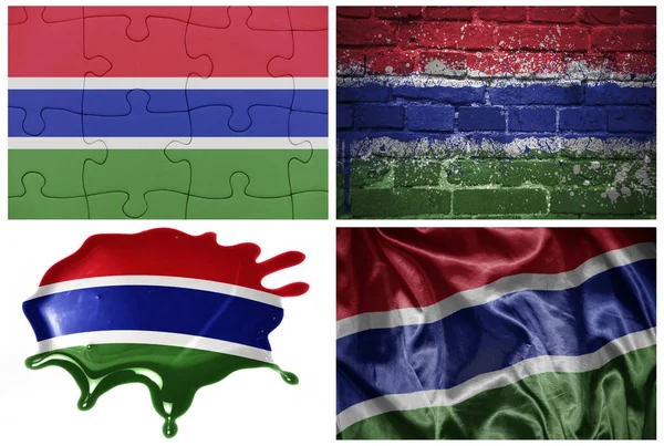 Bandera Nacional Colorido Realista Gambia Diferentes Estilos Con Diferentes Texturas — Foto de Stock