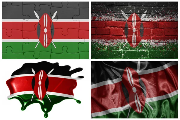 Nationale Bunte Realistische Flagge Von Kenia Verschiedenen Stilen Und Mit — Stockfoto
