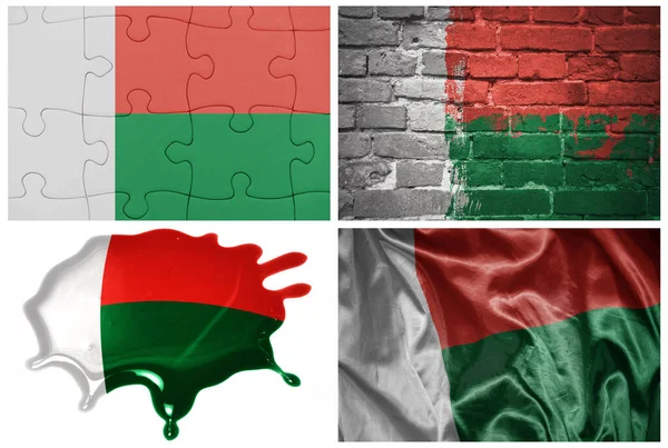 Nationale Farbenfrohe Realistische Fahne Von Madagaskar Verschiedenen Stilen Und Mit — Stockfoto