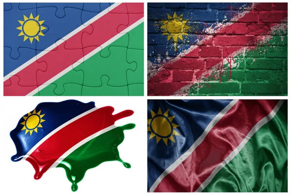 Bandiera Realistica Colorata Nazionale Della Namibia Diversi Stili Con Diverse — Foto Stock