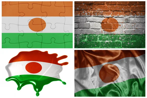 Bandiera Nazionale Colorata Realistica Niger Diversi Stili Con Texture Diverse — Foto Stock