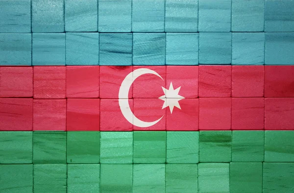 Färgglada Målade Stora Nationella Flagga Azerbajdzjan Trä Kuber Konsistens Illustration — Stockfoto