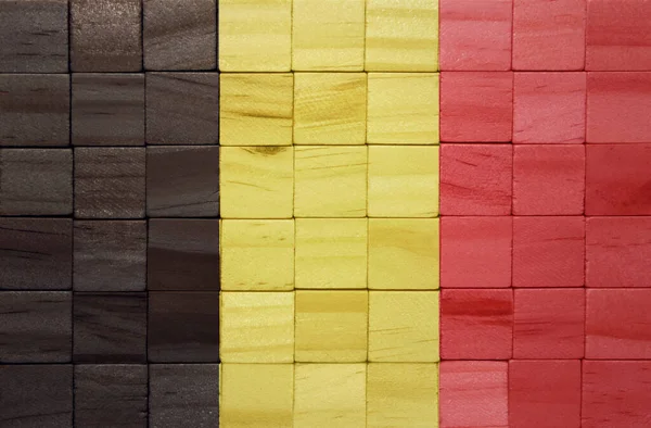 Färgglada Målade Stora Nationella Flagga Belgium Trä Kuber Konsistens Illustration — Stockfoto