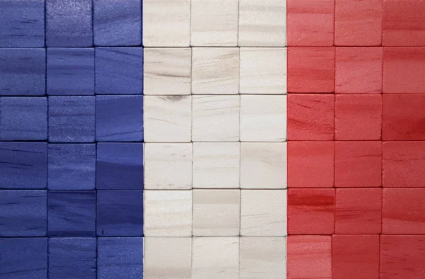 Bunt Bemalte Große Französische Nationalflagge Auf Einem Holzwürfel Illustration — Stockfoto