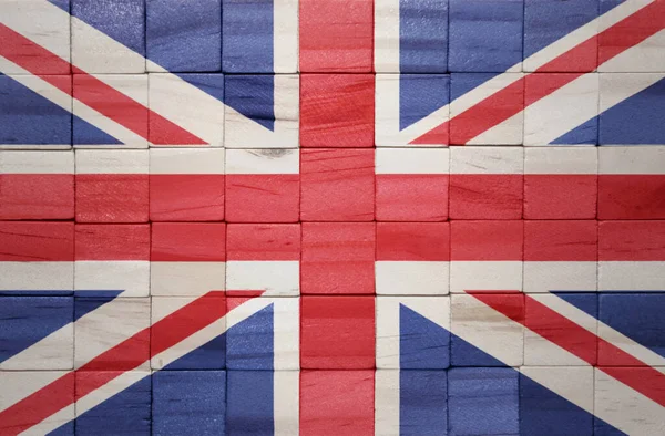 Barevné Malované Velké Národní Vlajka Velké Británie Dřevěné Kostky Textury — Stock fotografie