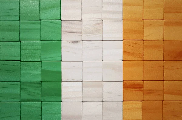 Барвистий Пофарбований Великий Національний Прапор Ірландії Текстурі Дерев Яних Кубиків — стокове фото