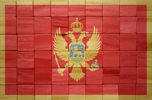 Kolorowe Malowane Duże Flagi Narodowe Czarnogóry Drewnianych Kostek Tekstury Ilustracja — Zdjęcie stockowe