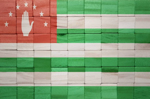 Colorido Pintado Gran Bandera Nacional Abjasia Una Textura Cubos Madera —  Fotos de Stock
