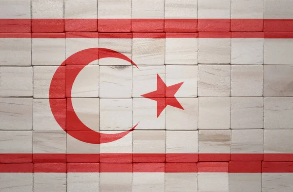 Bunt Bemalte Große Nationalflagge Nordzyperns Auf Einem Holzwürfel Illustration — Stockfoto