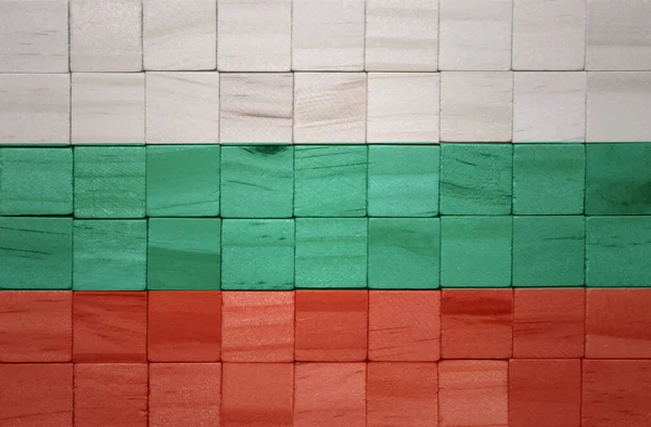 Coloré Peint Grand Drapeau National Bulgaria Sur Une Texture Cubes — Photo