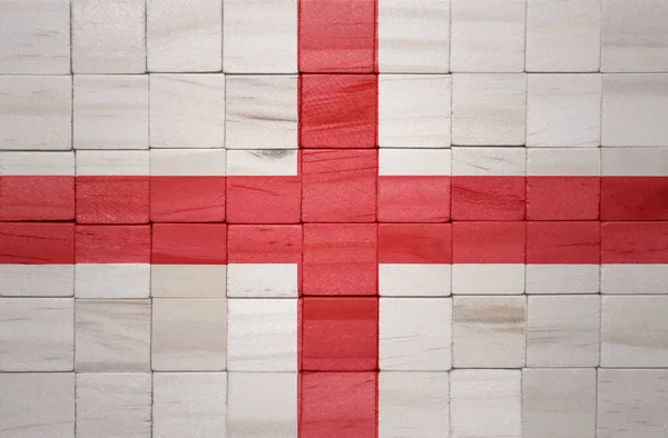 在木制立方体纹理上彩绘了色彩艳丽的英格兰国旗 3D说明 — 图库照片