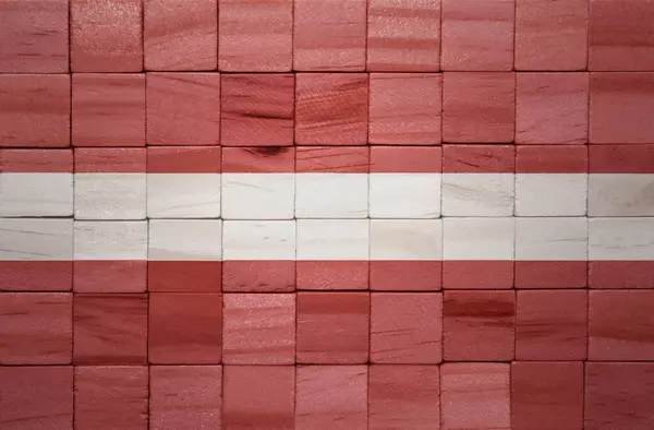 在木制立方体纹理上彩绘的大国旗 3D说明 — 图库照片