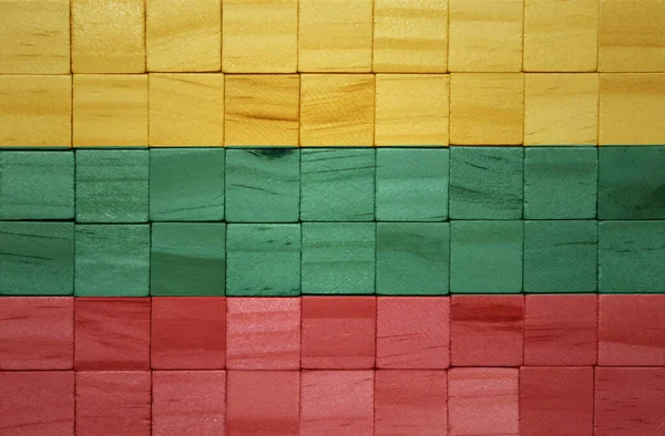 Színes Festett Nagy Nemzeti Zászló Lithuania Egy Kocka Textúra Illusztráció — Stock Fotó