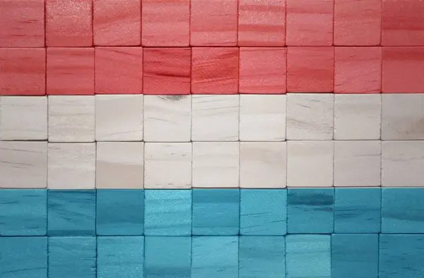 五彩斑斓的大国旗 装饰在木制立方体纹理上 3D说明 — 图库照片