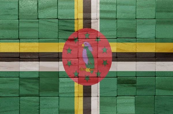 Colorido Pintado Gran Bandera Nacional Dominica Una Textura Cubos Madera —  Fotos de Stock