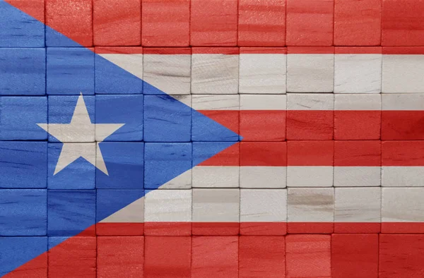 Πολύχρωμα Ζωγραφισμένα Μεγάλη Εθνική Σημαία Του Puerto Rico Μια Ξύλινη — Φωτογραφία Αρχείου