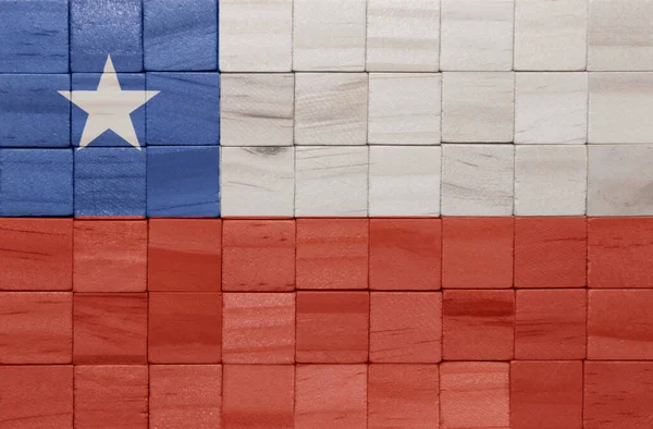 Kolorowe Malowane Duże Flagi Narodowe Chile Drewnianych Kostek Tekstury Ilustracja — Zdjęcie stockowe
