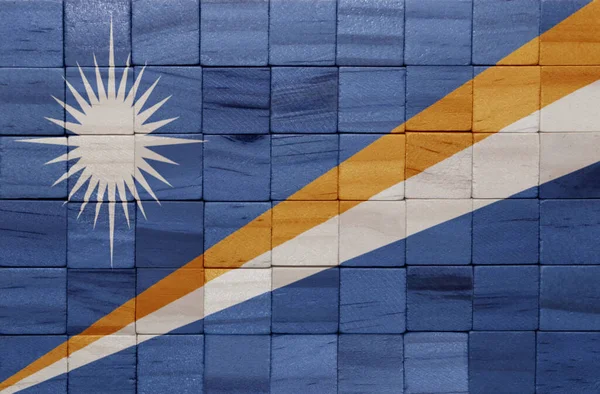 Kleurrijke Geschilderde Grote Nationale Vlag Van Marshall Eilanden Een Houten — Stockfoto