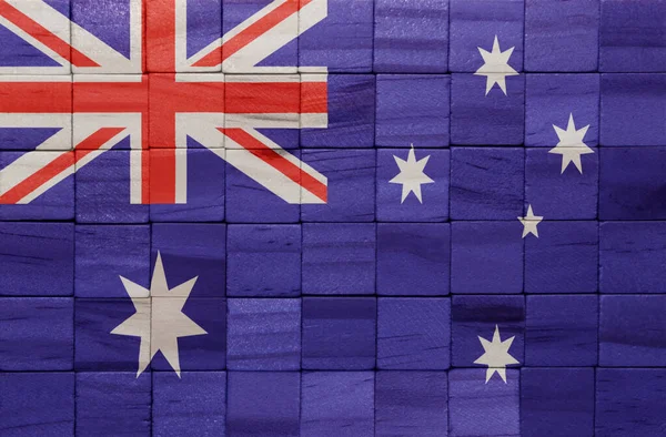 Bunt Bemalte Große Australische Nationalflagge Auf Einem Holzwürfel Illustration — Stockfoto