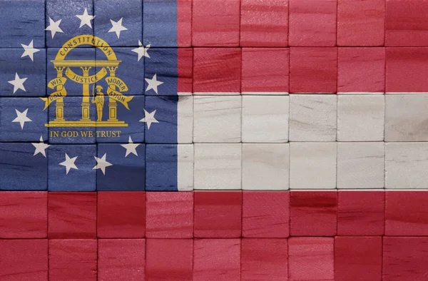 Barevné Malované Velké Národní Vlajky Státu Georgia Dřevěné Kostky Textury — Stock fotografie
