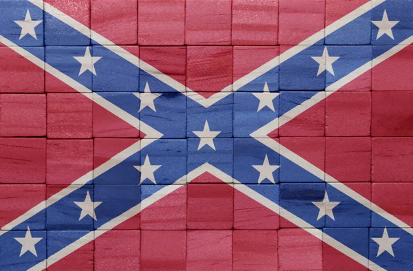 Barevné Malované Velké Konfederační Jack Vlajka Dřevěné Kostky Textury Ilustrace — Stock fotografie