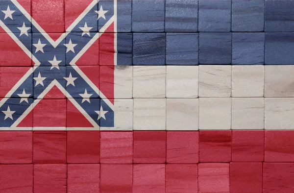 Colorido Pintado Gran Bandera Nacional Estado Mississippi Una Textura Cubos —  Fotos de Stock