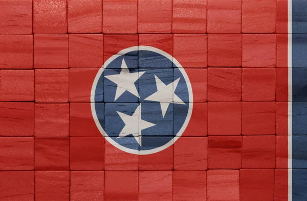 Kleurrijke Geschilderde Grote Nationale Vlag Van Tennessee Staat Een Houten — Stockfoto