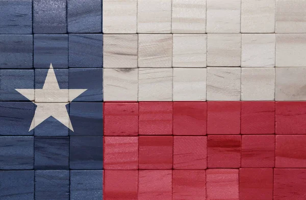Colorful Painted Big National Flag Texas State Wooden Cubes Texture — Stock Photo, Image