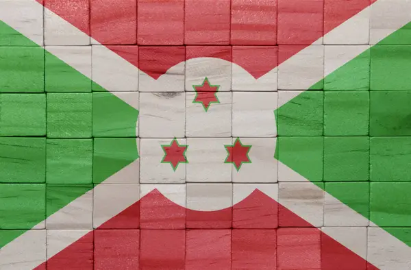 Colorido Pintado Gran Bandera Nacional Burundi Una Textura Cubos Madera —  Fotos de Stock