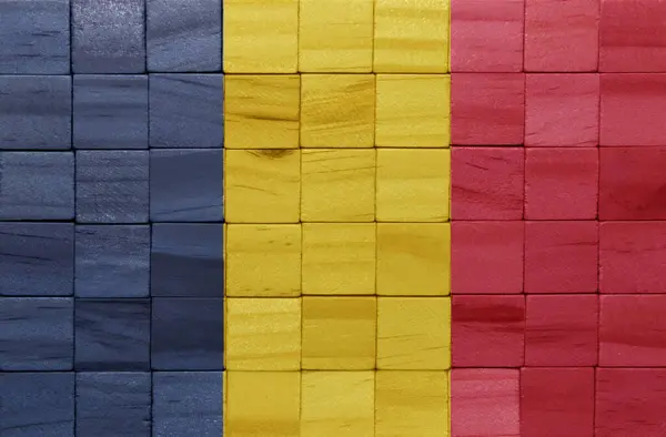 Kleurrijke Geschilderde Grote Nationale Vlag Van Chad Een Houten Blokjes — Stockfoto