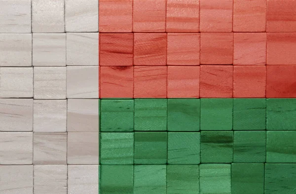 在木制立方体纹理上 彩绘了色彩斑斓的大国旗 3D说明 — 图库照片
