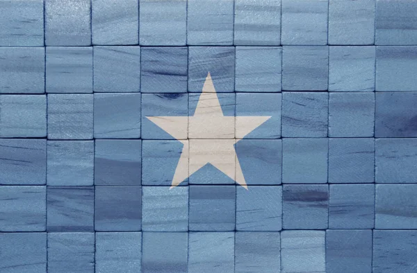 Ahşap Bir Küpler Dokusuna Renkli Büyük Ulusal Somali Bayrağı Illüstrasyon — Stok fotoğraf
