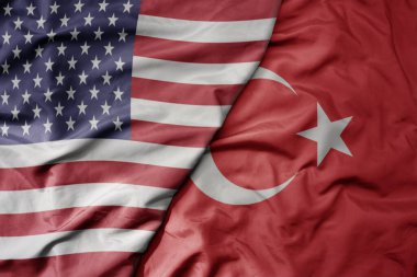 Amerika Birleşik Devletleri 'nin büyük renkli bayrağı ve ulusal hindi bayrağı. makro