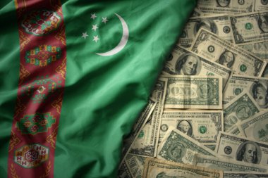 Amerikan dolarları üzerinde ulusal Türk bayrağı sallayan büyük renkli bir ülke. finans kavramı