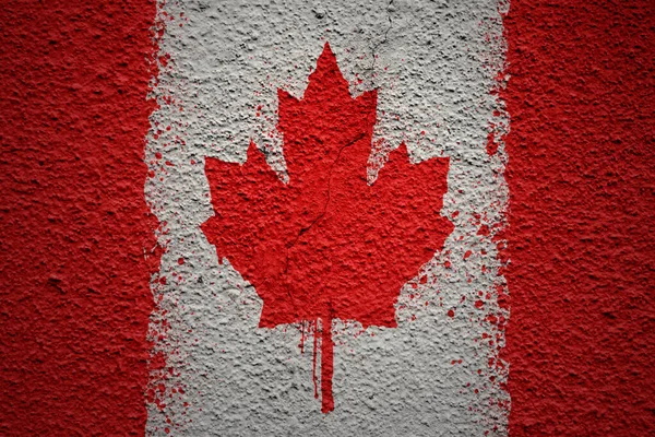 Färgglada Målade Stora Nationella Flagga Kanada Massiv Gammal Sprucken Vägg — Stockfoto