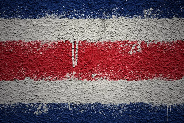 Colorido Pintado Grande Bandeira Nacional Costa Rica Uma Enorme Parede — Fotografia de Stock