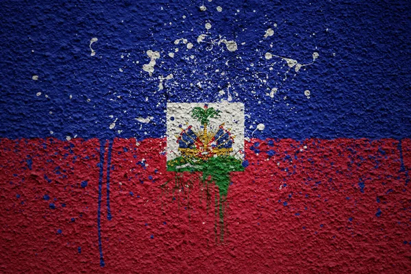 Kleurrijke Geschilderde Grote Nationale Vlag Van Haïti Een Enorme Oude — Stockfoto
